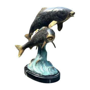 Koi-Karpfen-Statue – exklusive Bronzeskulptur – Kunst in Farbe