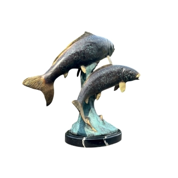 Koi karpers beeld – exclusief bronzen sculptuur – kunst in kleur