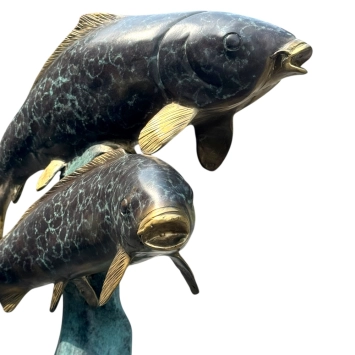 Statue de carpe koï – sculpture en bronze exclusive – art en couleur