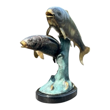 Statue de carpe koï – sculpture en bronze exclusive – art en couleur