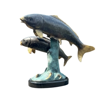 Statue de carpe koï – sculpture en bronze exclusive – art en couleur