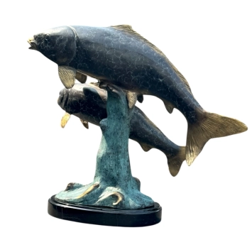 Koi-Karpfen-Statue – exklusive Bronzeskulptur – Kunst in Farbe