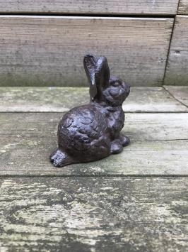 Lapin - statue en fonte - 9 cm - marron/noir - en détail