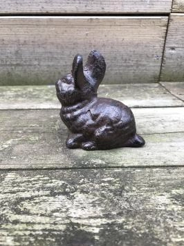Lapin - statue en fonte - 9 cm - marron/noir - en détail