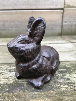 Lapin - statue en fonte - 9 cm - marron/noir - en détail