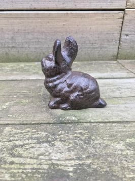 Lapin - statue en fonte - 9 cm - marron/noir - en détail