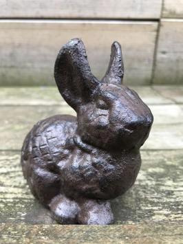 Lapin - statue en fonte - 9 cm - marron/noir - en détail