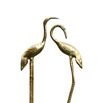 Set van 2 kraanvogels - aluminium beelden - goudkleurig