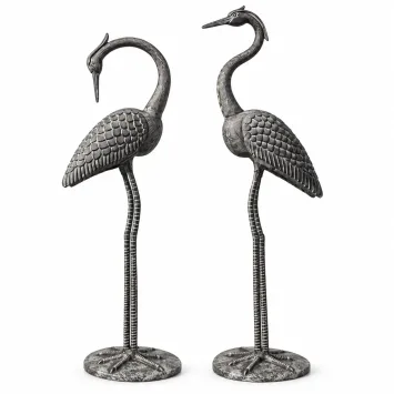Set van 2 kraanvogel tuinbeelden – metaal – 150 en 160 cm