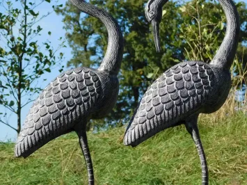 Statues grues de jardin – lot de 2 – métal – 160 cm
