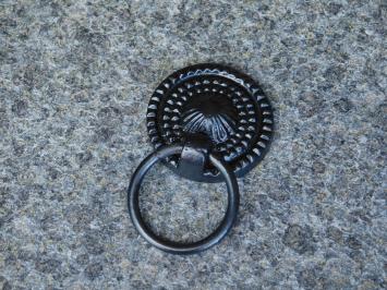 Schrankknopf - Schubladenknopf - Möbelknopf - schwarz - rund mit Ring