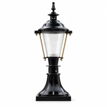 Zwarte sokkellamp met messing details – buitenlamp – 59 cm