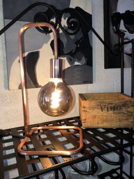 Design lamp, tafellamp koper, uniek ontwerp, staande lamp