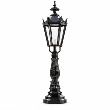 Staande buitenlamp met kronen – zwart aluminium – 93 cm