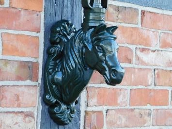 Belle lampe d'extérieur avec tête de cheval, vert foncé