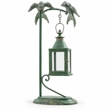 Windlicht op standaard – 70 cm – metaal – vintage lantaarn