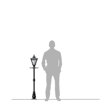 Poteau de lanterne 140 cm - fonte noire - vertical - victorien