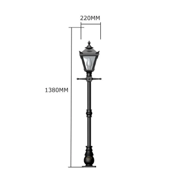 Poteau de lanterne 140 cm - fonte noire - vertical - victorien