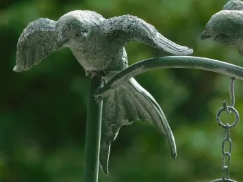 Windlicht op standaard met vogels – metaal en glas – 70 cm