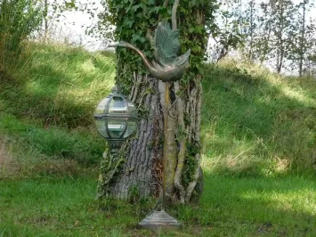 Lanterne à vent avec cygne – lanterne en métal sur pied – 102 cm