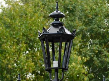 Klassischer Laternenpfahl XL mit 4 Lampenschirmen –  315 cm - Schwarz – Aluminium – Elegante Gartenlampe