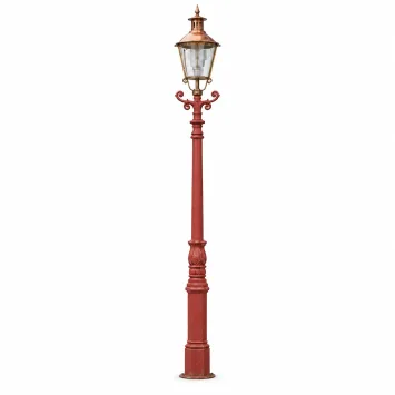 XL gietijzeren lantaarnpaal – 325 cm – koperen lampenkap