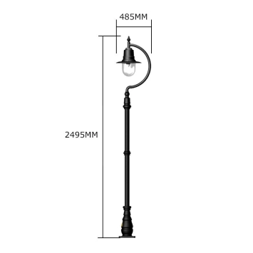 Laternenpfahl 250 cm - Gänsehals - schwarz - Gusseisen