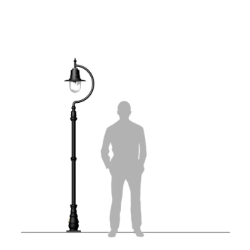 Lantaarnpaal 250 cm - Ganzennek - zwart - gietijzer