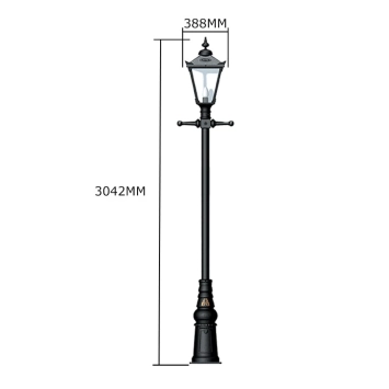 Lantaarnpaal 300 cm - gietijzer - zwart - Engelse stijl