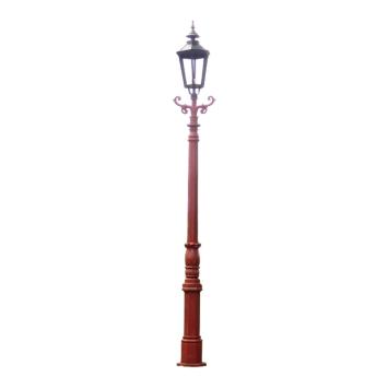Lantaarnpaal met zwarte kap - 320 cm - gietijzeren menie ruw