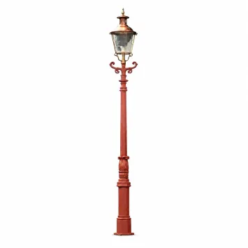 XL gietijzeren lantaarnpaal – 325 cm – koperen lampenkap