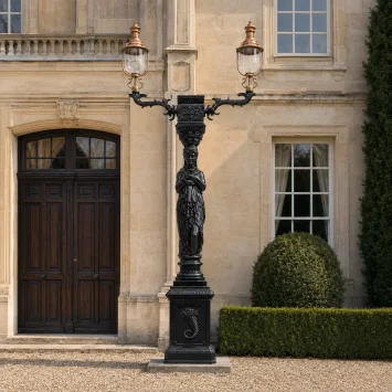 Lampadaire ancien – fonte – 320 cm – pièce unique