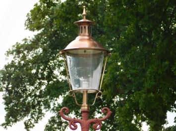 Lampadaire à culot en cuivre - 325 cm - fonte brute de plomb rouge