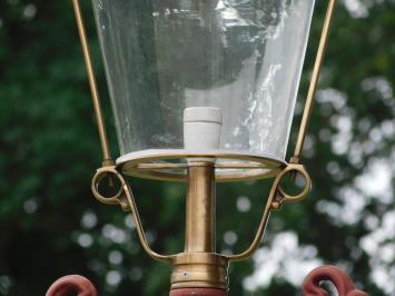 Lampadaire à culot en cuivre - 325 cm - fonte brute de plomb rouge