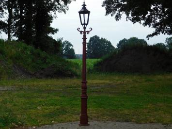 Lantaarnpaal met zwarte kap - 320 cm - gietijzeren menie ruw