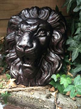 Großer Löwenkopf, Vollstein, dunkle Bronze super schön!