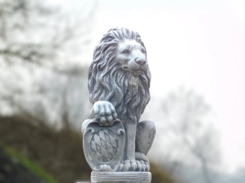 Set van 2 leeuwen - op leeuwensokkel - steen - 100 cm