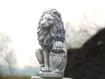 Lot de 2 lions - sur socle lion - pierre - 100 cm