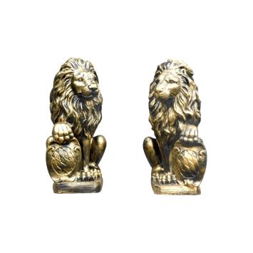 Leeuwen – set van 2 – zwart/goud – 51 cm – polystone beelden