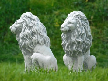 Leeuwen - stenen beelden - links en rechts - 53 cm