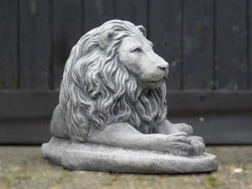 Lions couchés - statue animalière en pierre - 65 cm - lot de 2