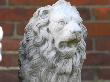 Lions - avec bouclier - statue d'animal en pierre - lot de 2