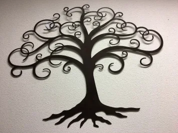 Wanddekoration „Lebensbaum“ aus Metall – 92 cm breit – Braun