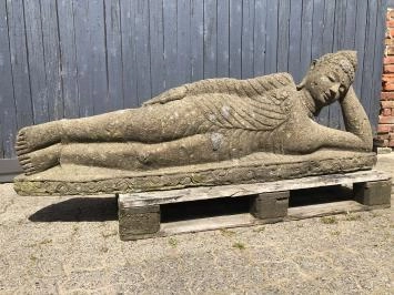 Bouddha couché - statue en pierre de lave - 150 cm - classique