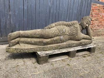 Bouddha couché - statue en pierre de lave - 150 cm - classique