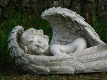 Engel Hund Statue – Schlafender Hund Mit Flügeln Als Gartenfigur & Erinnerungsstück (25,4 Cm, Polyresin)