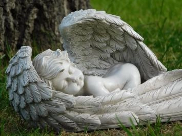 Engel Hund Statue – Schlafender Hund Mit Flügeln Als Gartenfigur & Erinnerungsstück (25,4 Cm, Polyresin)