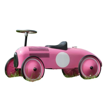Vintage roze auto – metaal – Vilac – 80 cm – kinderauto