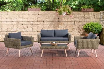 Lounge-Set: Gartensofa, Gartenstühle und Gartentisch, komplettes Gartenset