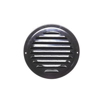 Luchtrooster met gaas - 19 cm - rond - zwart metaal